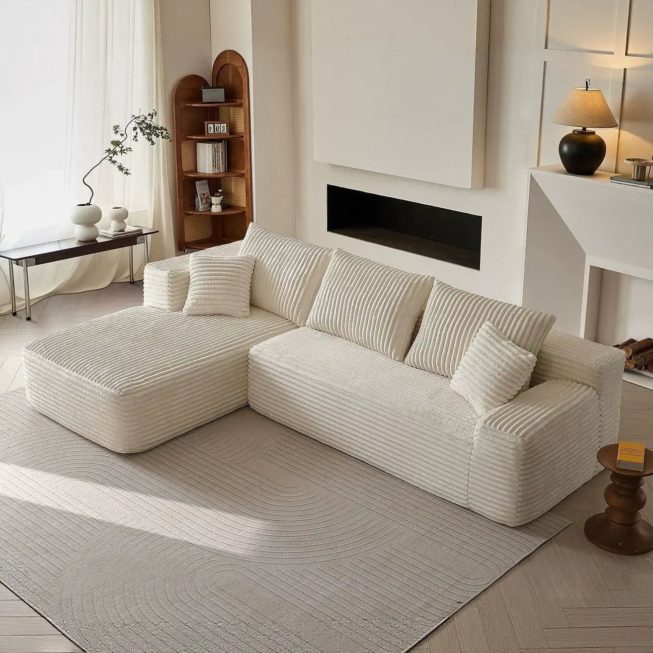 Retro 3 - Seater Chaise Lounge Sofa | Full Foam | Vacuum Compressed | Free Delivery Australia - Wide | 3 - Year Warranty - 路卡萨家具工厂