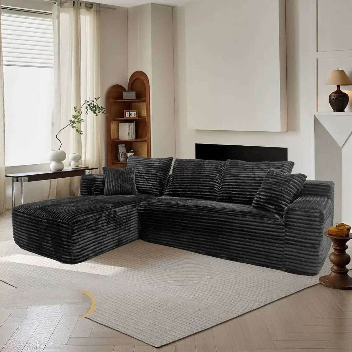 Retro 3 - Seater Chaise Lounge Sofa | Full Foam | Vacuum Compressed | Free Delivery Australia - Wide | 3 - Year Warranty - 路卡萨家具工厂