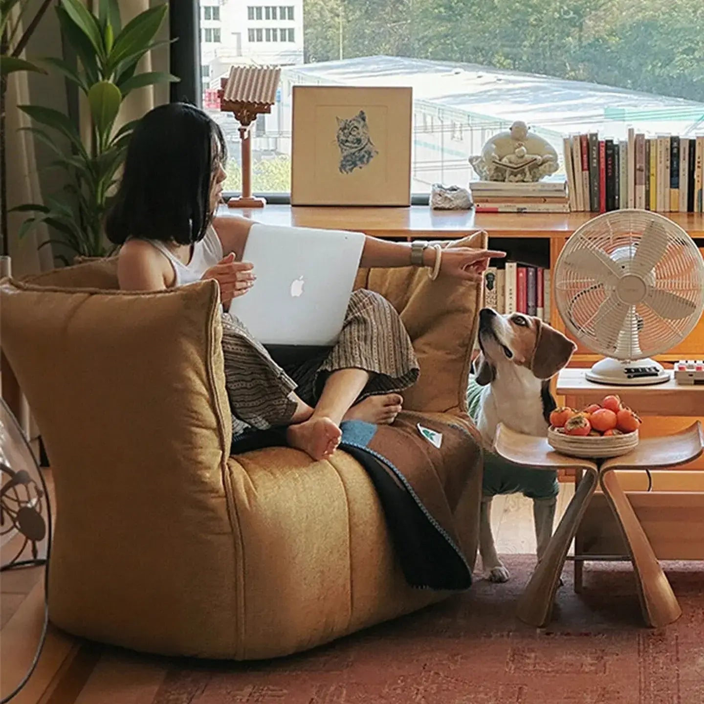 Retro Single Sofa Chair | Mid - Century Style | Fabric Upholstery | Free Delivery Australia - Wide | 3 - Year Warranty - 路卡萨家具工厂