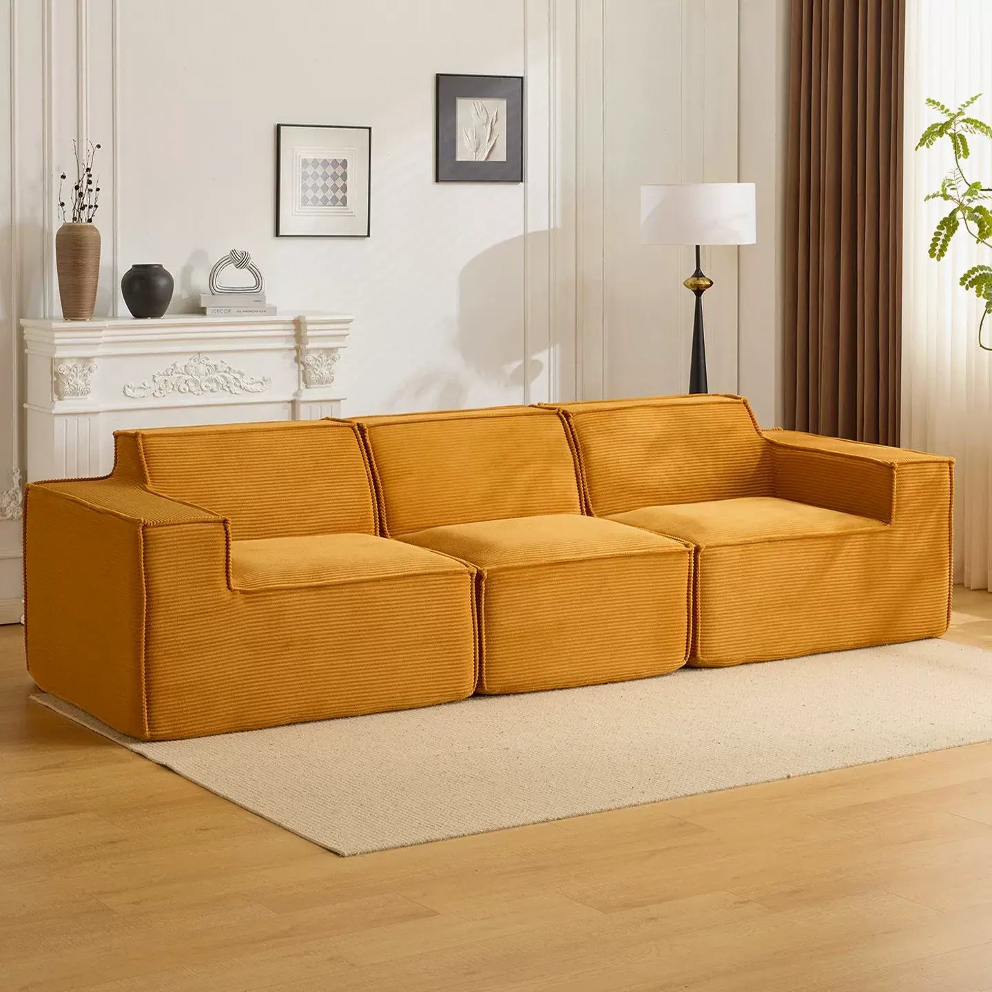 Tofu Block Sofa | Corduroy Fabric | Frameless Compressed | Free Delivery Australia - Wide | 3 - Year Warranty - 路卡萨家具工厂