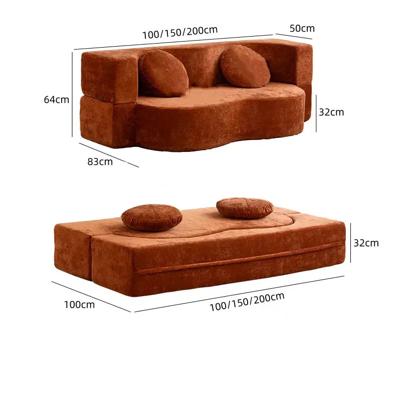 Vintage Fabric Sofa Bed | Foldable Dual - Use | Washable 2 - 3 Seater | Free Delivery Australia - Wide | 3 - Year Warranty - 路卡萨家具工厂